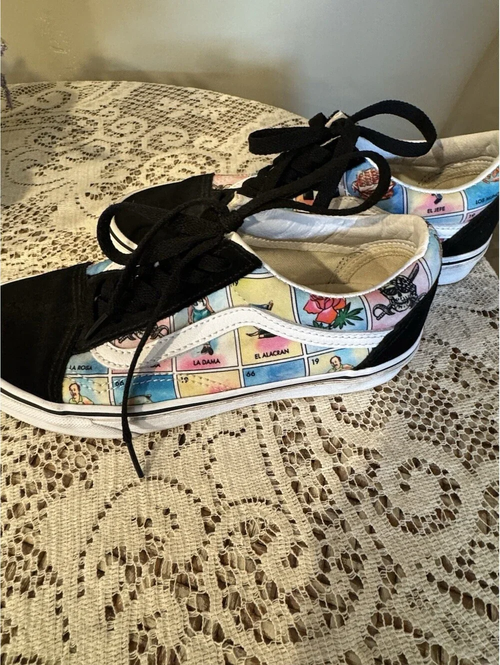 Vans Unisex Old Skool Loteria Multi True White Shoes, Size: 5Men/6.5 Women